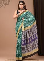 Cotton Green Daily Wear Printed Saree